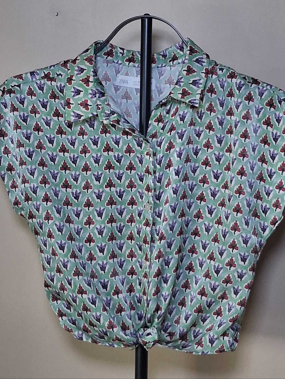 Zara Girl's Tie Front Floral Shirt Top; Size 11-12